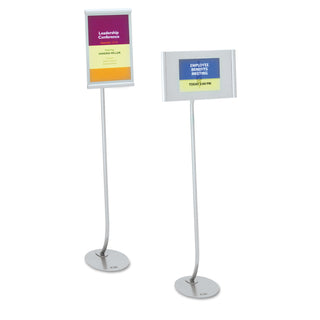 Quartet® Designer Sign Stand, Silver Aluminum Frame, 11 x 17 (QRT7922)