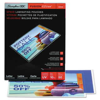 GBC® EZUse Thermal Laminating Pouches, 10 mil, 9" x 11.5", Gloss Clear, 50/Box (GBC3200599)