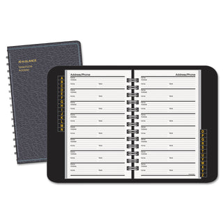 AT-A-GLANCE® Telephone/Address Book, 4.78 x 8, Black Simulated Leather, 100 Sheets (AAG8001105)