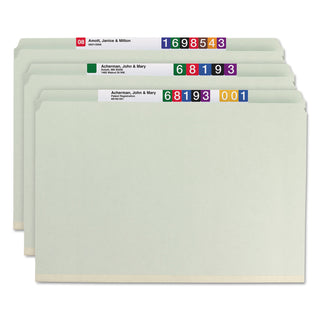 Smead™ Recycled Pressboard Folders with Two SafeSHIELD Coated Fasteners, Straight Tab, 2" Expansion, Legal Size, Gray-Green, 25/Box (SMD19910)