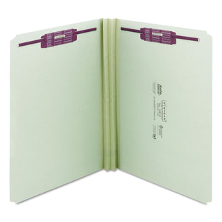 Smead™ Recycled Pressboard Folders with Two SafeSHIELD Coated Fasteners, Straight Tab, 2" Expansion, Letter Size, Gray-Green, 25/Box (SMD14910)