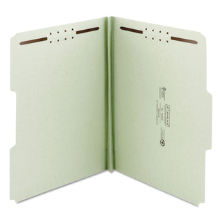 Smead™ 100% Recycled Pressboard Fastener Folders, Letter Size, Gray-Green, 25/Box (SMD15003)