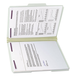 Smead™ Recycled Pressboard Folders with Two SafeSHIELD Coated Fasteners, 1/3-Cut Tabs, 2" Expansion, Letter Size, Gray-Green, 25/Box (SMD14934)