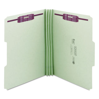 Smead™ Recycled Pressboard Folders with Two SafeSHIELD Coated Fasteners, 1/3-Cut Tabs, 3" Expansion, Letter Size, Gray-Green, 25/Box (SMD14944)
