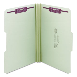 Smead™ Recycled Pressboard Folders with Two SafeSHIELD Coated Fasteners, 1/3-Cut Tabs, 2" Expansion, Legal Size, Gray-Green, 25/Box (SMD19934)