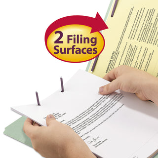 Smead™ Recycled Pressboard Folders with Two SafeSHIELD Coated Fasteners, 1/3-Cut Tabs, 3" Expansion, Letter Size, Gray-Green, 25/Box (SMD14944)
