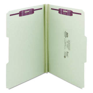Smead™ Recycled Pressboard Folders with Two SafeSHIELD Coated Fasteners, 1/3-Cut Tabs, 1" Expansion, Legal Size, Gray-Green, 25/Box (SMD19931)