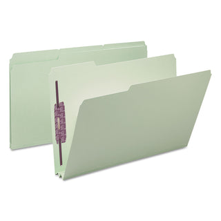Smead™ Recycled Pressboard Folders with Two SafeSHIELD Coated Fasteners, 1/3-Cut Tabs, 2" Expansion, Legal Size, Gray-Green, 25/Box (SMD19934)