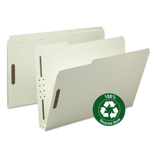 Smead™ 100% Recycled Pressboard Fastener Folders, Legal Size, Gray-Green, 25/Box (SMD20004)