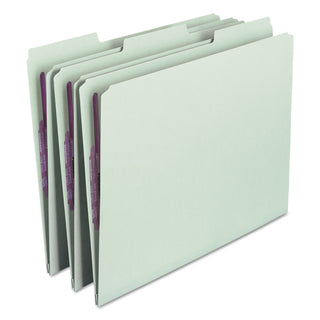 Smead™ Recycled Pressboard Folders with Two SafeSHIELD Coated Fasteners, 1/3-Cut Tabs, 1" Expansion, Letter Size, Gray-Green, 25/Box (SMD14931)