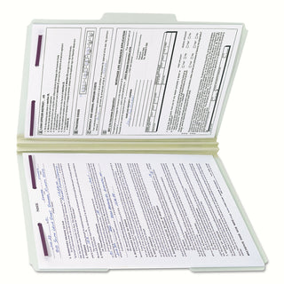 Smead™ Recycled Pressboard Folders with Two SafeSHIELD Coated Fasteners, 1/3-Cut Tabs, 2" Expansion, Legal Size, Gray-Green, 25/Box (SMD19934)