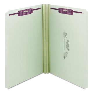 Smead™ Recycled Pressboard Folders with Two SafeSHIELD Coated Fasteners, Straight Tab, 2" Expansion, Legal Size, Gray-Green, 25/Box (SMD19910)