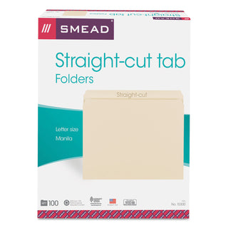 Smead™ Manila File Folders, Straight Tab, Letter Size, 100/Box (SMD10300)