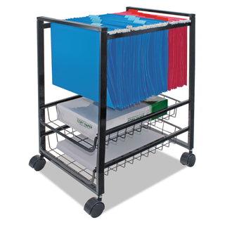 Advantus Mobile File Cart w/Sliding Baskets, 12.88w x 15d x 21.13h, Black (AVT34075)