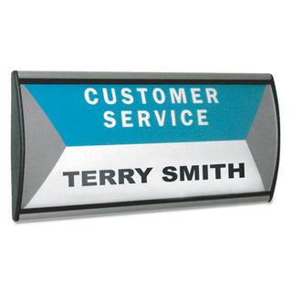People Pointer™ People Pointer Wall/Door Sign, Aluminum Base, 8.75 x 4, Black/Silver (AVT75390)