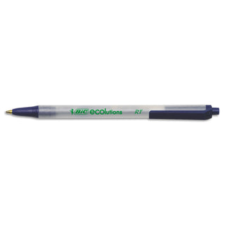 BIC® Ecolutions Clic Stic Retractable Ballpoint Pen, 1mm, Blue Ink, Clear Barrel, Dozen (BICCSEM11BE)