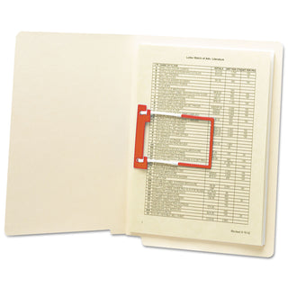 Smead™ U-Clip Bonded Fasteners, 2" Capacity, 2.75" Center to Center, Red/White, 100/Box (SMD68260)