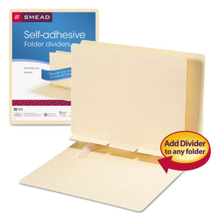 Smead™ Self-Adhesive Folder Dividers for Top/End Tab Folders, Prepunched for Fasteners, Letter Size, Manila, 100/Box (SMD68021)
