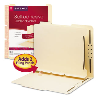 Smead™ Self-Adhesive Folder Dividers for Top/End Tab Folders w/ 2-Prong Fasteners, Letter Size, Manila, 25/Pack (SMD68025)