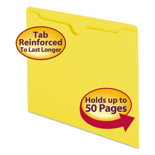 Smead™ Colored File Jackets with Reinforced Double-Ply Tab, Straight Tab, Letter Size, Yellow, 100/Box (SMD75511)