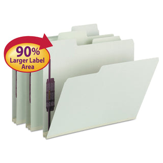 Smead™ SuperTab Pressboard 2-Fastener Folders with Two SafeSHIELD Coated Fasteners, 1/3-Cut Tabs, Letter Size, Gray-Green, 25/Box (SMD14981)