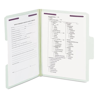 Smead™ SuperTab Pressboard 2-Fastener Folders with Two SafeSHIELD Coated Fasteners, 1/3-Cut Tabs, Letter Size, Gray-Green, 25/Box (SMD14981)