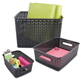 Advantus Weave Bins, 9.88 x 7.38 x 4, Black, 3/Pack (AVT40326)