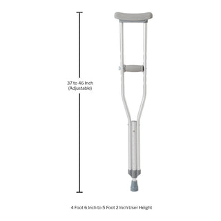 McKesson Underarm Crutches Youth 4 Foot 6 Inch to 5 Foot 2 Inch User Height Aluminum Frame 350 lbs. Weight Capacity (1065233_CS)