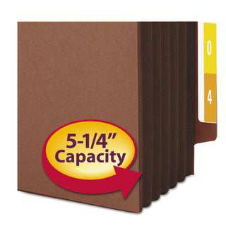 Smead™ Redrope Drop-Front End Tab File Pockets w/ Fully Lined Colored Gussets, 5.25" Exp, Letter Size, Redrope/Dark Brown, 10/Box (SMD73691)