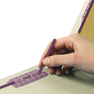 Smead™ End Tab Pressboard Classification Folders with SafeSHIELD Coated Fasteners, 1 Divider, Letter Size, Gray-Green, 10/Box (SMD26800)