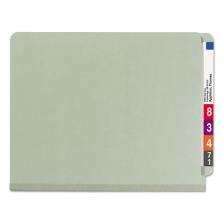 Smead™ End Tab Pressboard Classification Folders with SafeSHIELD Coated Fasteners, 1 Divider, Letter Size, Gray-Green, 10/Box (SMD26800)