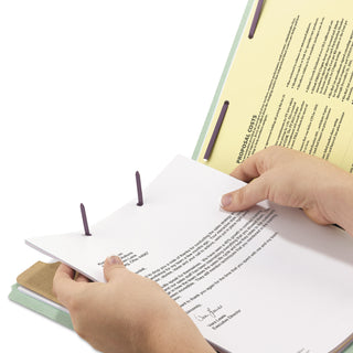 Smead™ End Tab Pressboard Classification Folders with SafeSHIELD Coated Fasteners, 1 Divider, Letter Size, Gray-Green, 10/Box (SMD26800)