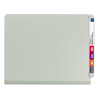 Smead™ End Tab Pressboard Classification Folders with SafeSHIELD Coated Fasteners, 3 Dividers, Letter Size, Gray-Green, 10/Box (SMD26820)