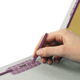 Smead™ End Tab Pressboard Classification Folders with SafeSHIELD Coated Fasteners, 3 Dividers, Letter Size, Gray-Green, 10/Box (SMD26820)