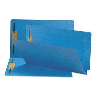 Smead™ Heavyweight Colored End Tab Folders with Two Fasteners, Straight Tab, Legal Size, Blue, 50/Box (SMD28040)