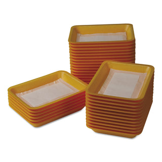 International Tray Pads Meat Tray Pads, 6w x 4 1/2d, White/Yellow, 1000/Carton (341108NC)