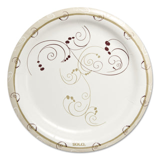 SOLO® Symphony Heavyweight Paper Dinnerware, 9", Round, White/Beige/Red,125/PK, 4PK/CT (SCCHP9SJ8001CT)