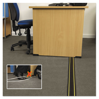 D-Line® Medium-Duty Floor Cable Cover, 3.25 x 0.5 x 6 ft, Black with Yellow Stripe (DLNFC83H)