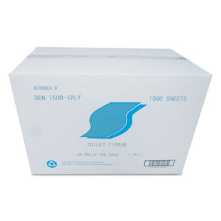 GEN Small Roll Bath Tissue, Septic Safe, 1-Ply, White, 1,500 Sheets/Roll, 60 Rolls/Carton (GEN1500-1PLY)