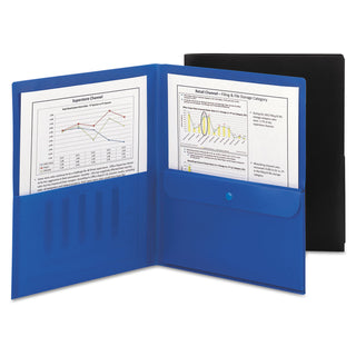 Smead™ Poly Two-Pocket Folder w/Security Pocket, 11 x 8 1/2, Blue, 5/Pack (SMD87701)