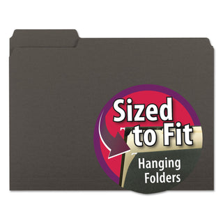 Smead™ Interior File Folders, 1/3-Cut Tabs, Letter Size, Black/Gray, 100/Box (SMD10243)