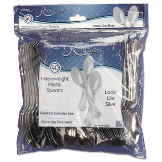 WNA Comet Reflections Heavyweight Plastic Utensils, Spoon, Silver, 6.25", 40/Pack, 8 Packs/Carton (WNAREF320SP)