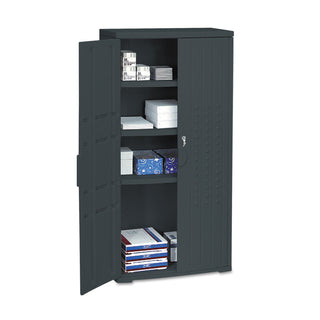 Iceberg OfficeWorks Resin Storage Cabinet, 33w x 18d x 66h, Black (ICE92551)