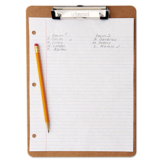 Universal® Hardboard Clipboard with Low-Profile Clip, 0.5" Clip Capacity, Holds 8.5 x 11 Sheets, Brown, 6/Pack (UNV05562)