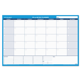AT-A-GLANCE® 30/60-Day Undated Horizontal Erasable Wall Planner, 36 x 24, White/Blue Sheets, Undated (AAGPM23328)