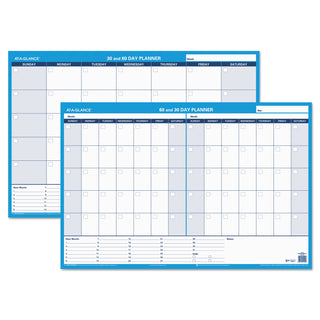 AT-A-GLANCE® 30/60-Day Undated Horizontal Erasable Wall Planner, 36 x 24, White/Blue Sheets, Undated (AAGPM23328)