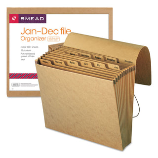 Smead™ Indexed Expanding Kraft Files, 12 Sections, 1/12-Cut Tab, Letter Size, Kraft (SMD70186)