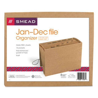 Smead™ Indexed Expanding Kraft Files, 12 Sections, 1/12-Cut Tab, Letter Size, Kraft (SMD70186)