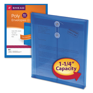 Smead™ Poly String & Button Interoffice Envelopes, String & Button Closure, 9.75 x 11.63, Transparent Blue, 5/Pack (SMD89542)