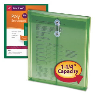 Smead™ Poly String & Button Interoffice Envelopes, String & Button Closure, 9.75 x 11.63, Transparent Green, 5/Pack (SMD89543)